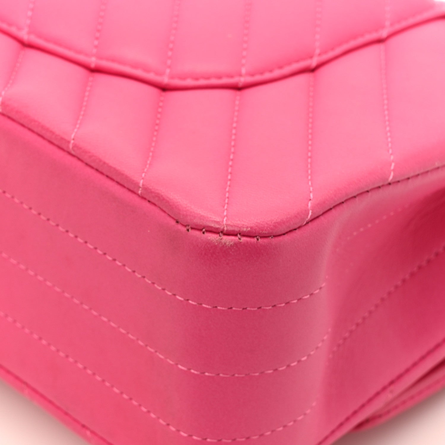 Lambskin Chevron Quilted Medium Double Flap Pink