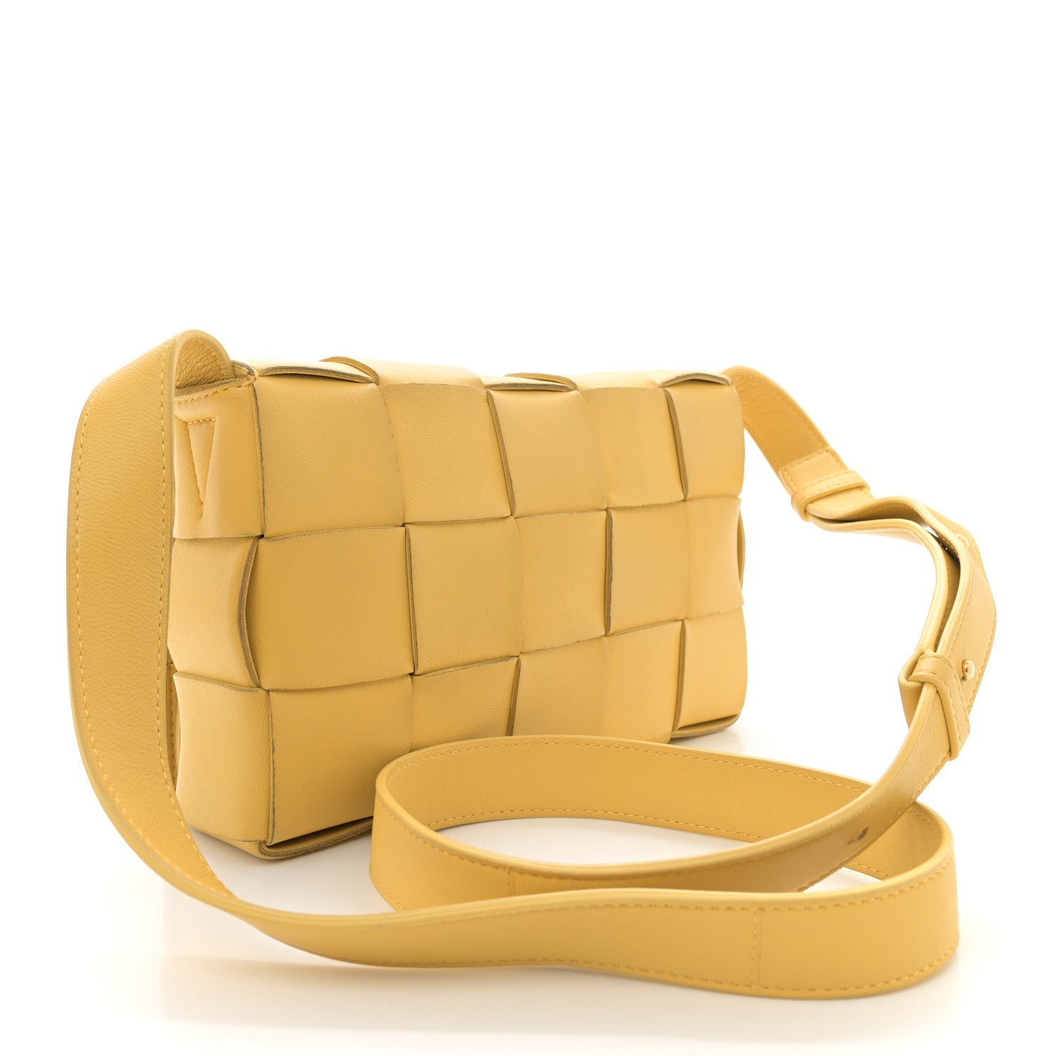 Lambskin Maxi Intrecciato Cassette Crossbody Bag Yellow