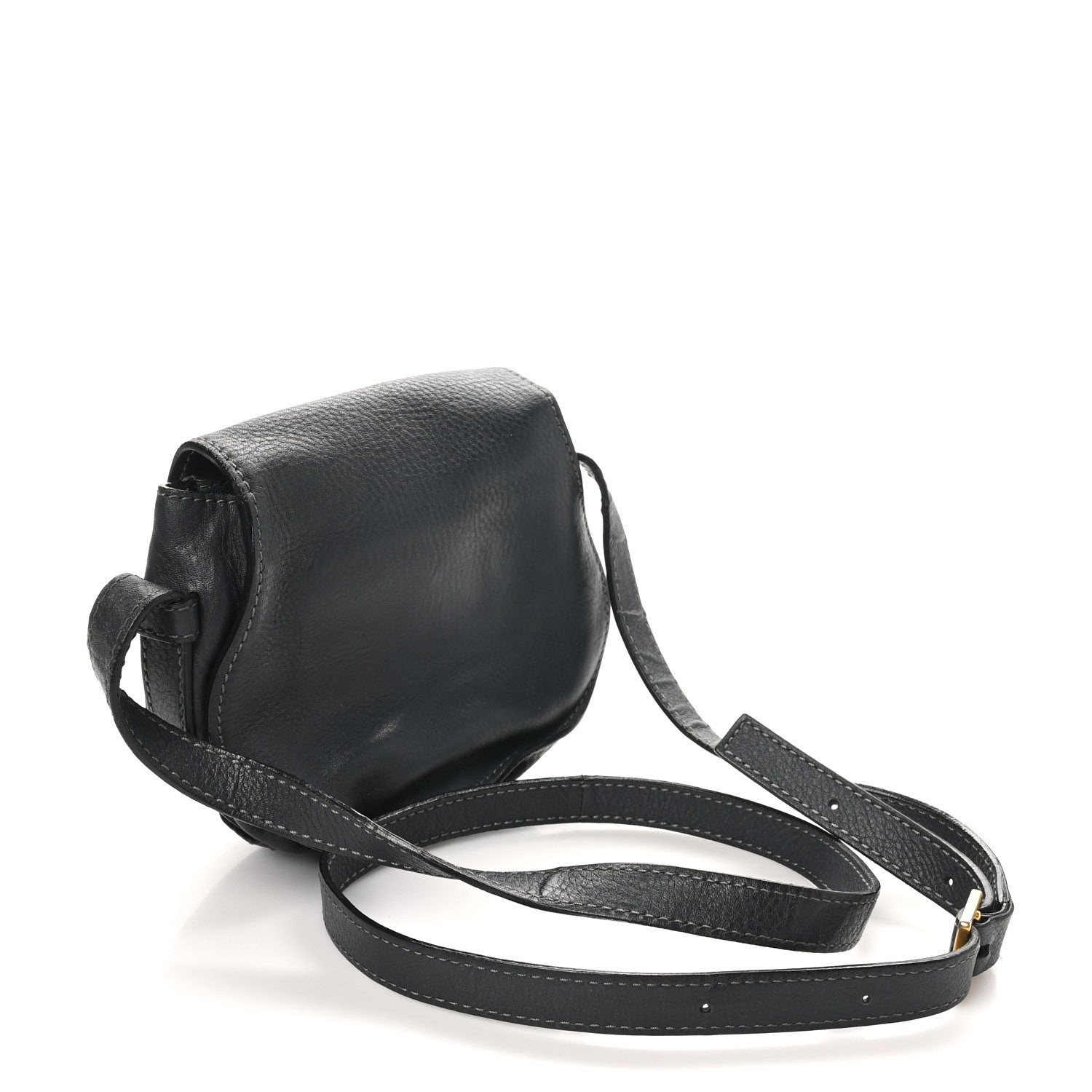 Calfskin Studded Small Marcie Saddle Bag Dark Grey