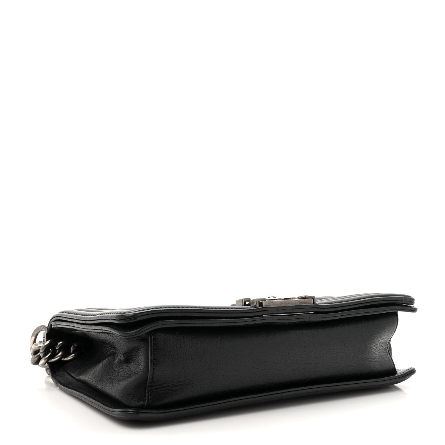 Calfskin Crystal Embossed Medium Boy Flap Black