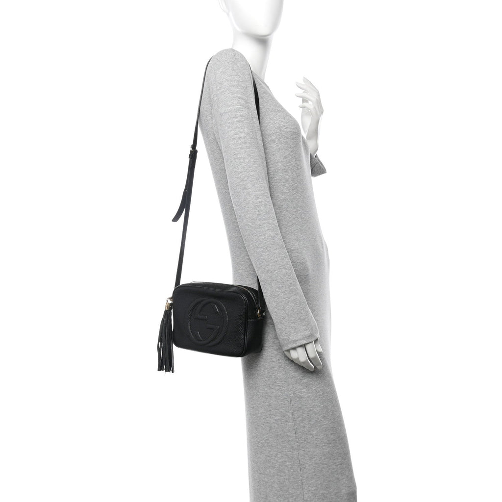 Pebbled Calfskin Small Soho Disco Bag Black