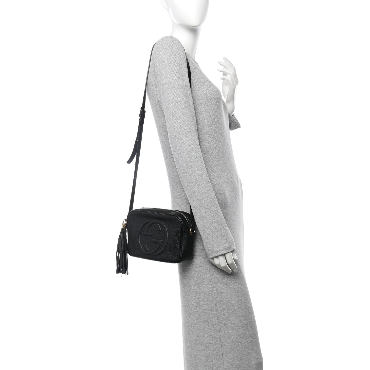 Pebbled Calfskin Small Soho Disco Bag Black