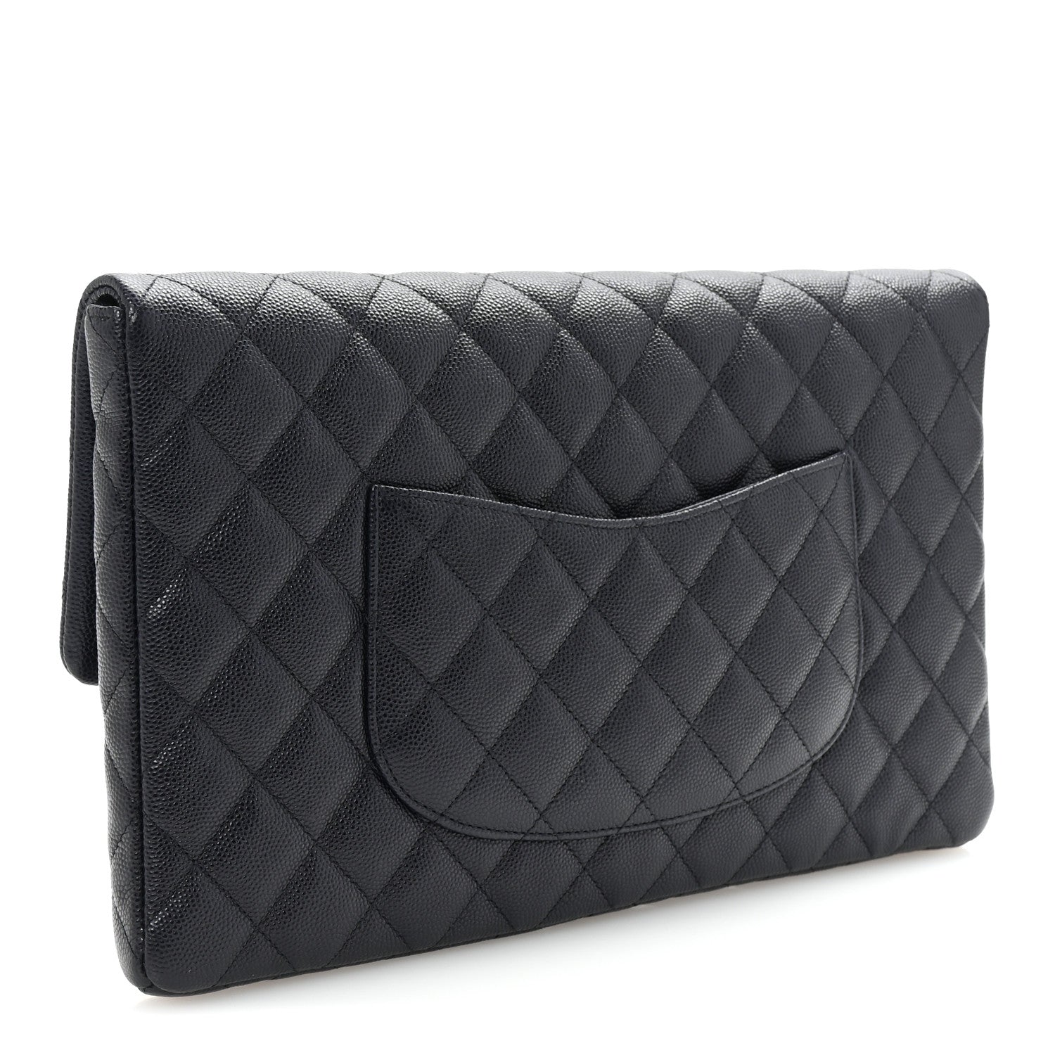 Caviar Quilted Flap Clutch Navy