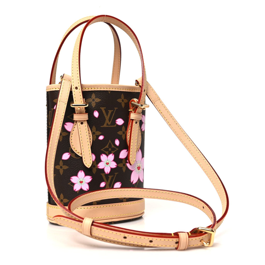 LV X TM Monogram Cherry Blossom Nano Bucket Sakura Brown