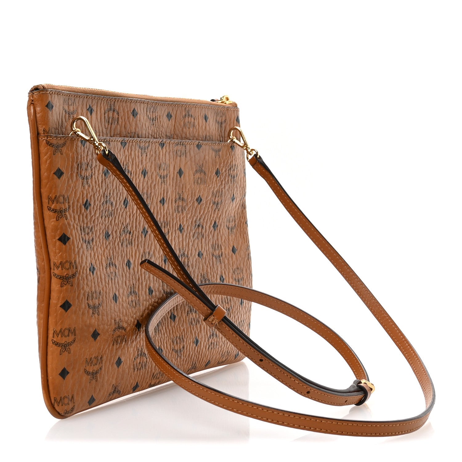 Visetos Medium Crossbody Pouch Cognac