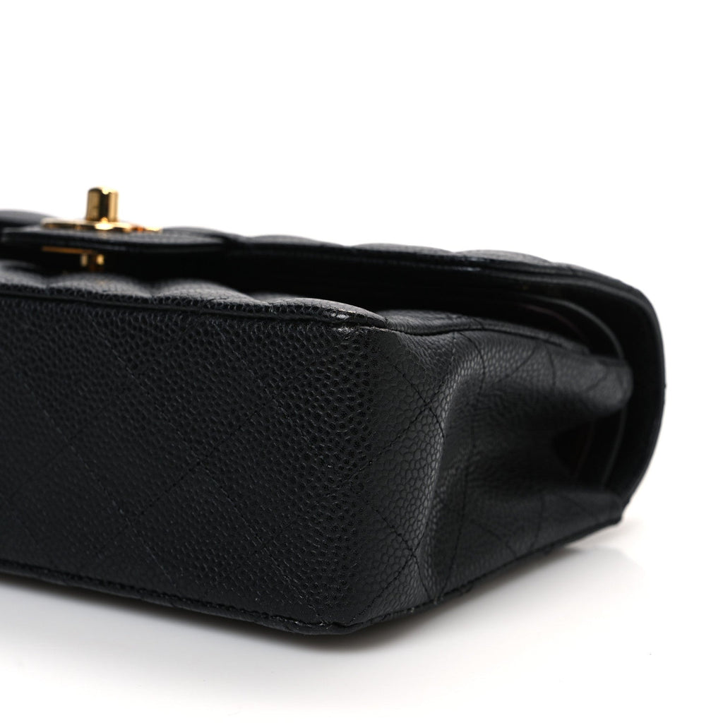 Caviar Quilted Small Double Flap Black