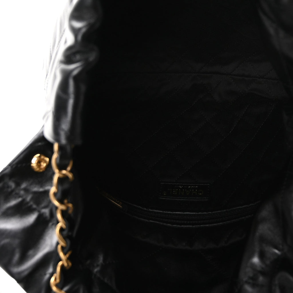 Shiny Calfskin Quilted Small Chanel 22 Black