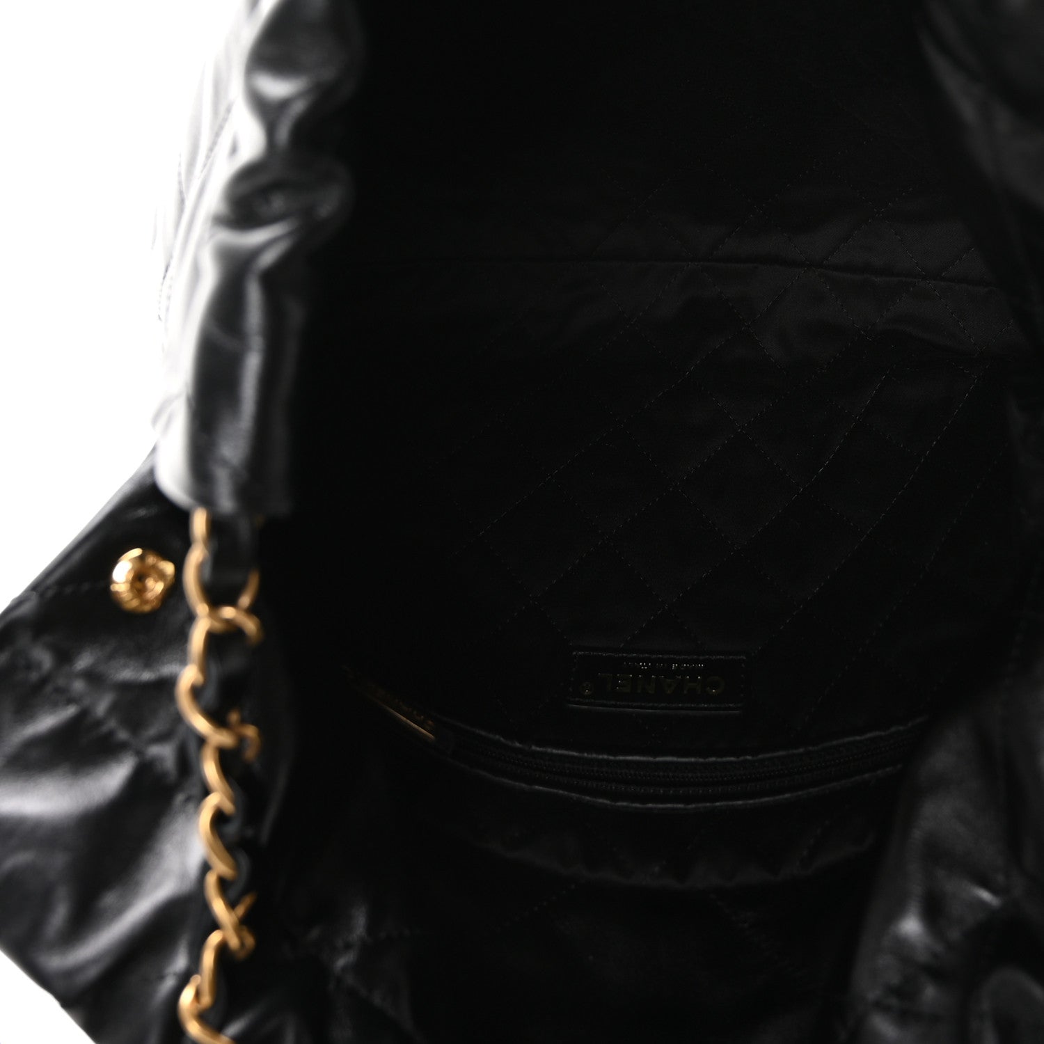 Shiny Calfskin Quilted Small Chanel 22 Black