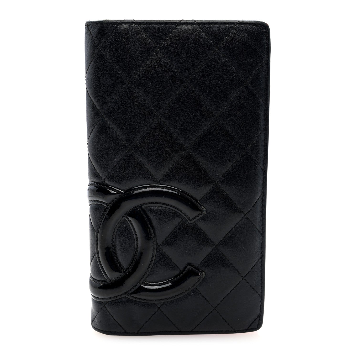 Calfskin Quilted Cambon Yen Wallet Black