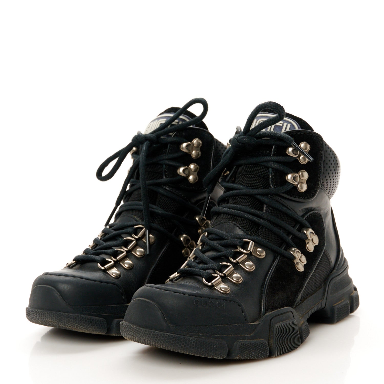X SEGA Calfskin Suede Technical Canvas Womens Flashtrek High-Top Sneakers 35 Black