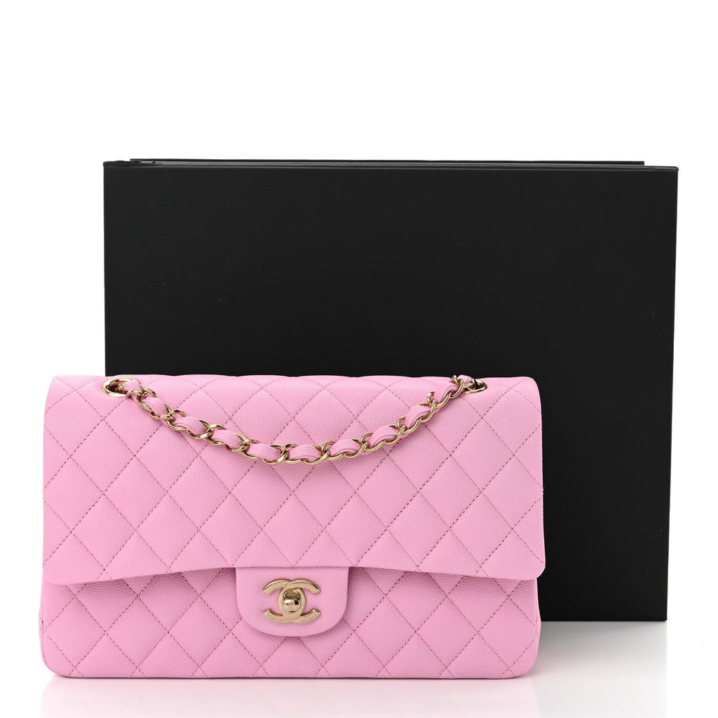 Caviar Quilted Medium Double Flap Lilac