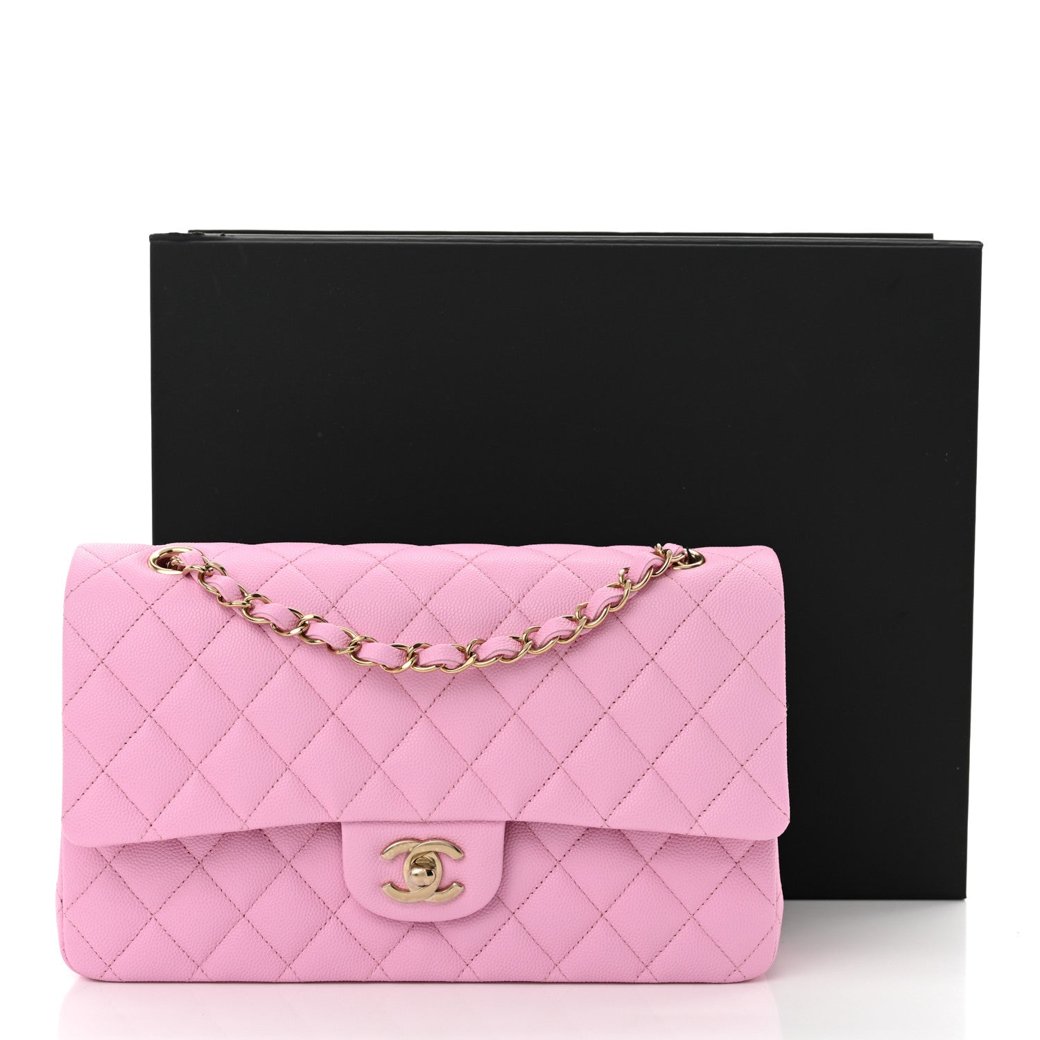 Caviar Quilted Medium Double Flap Lilac