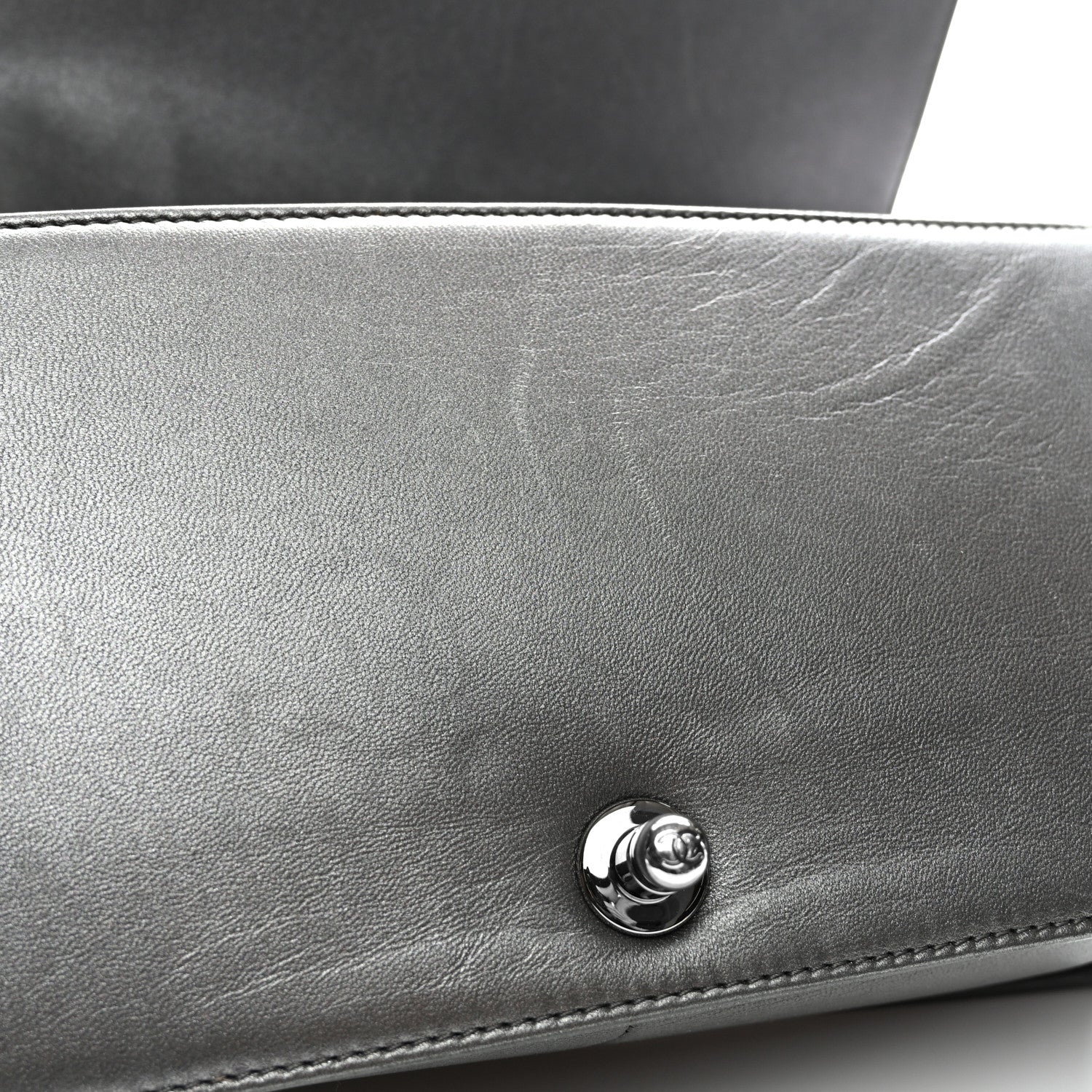 Lambskin Embossed Medium Boy Cube Flap Grey