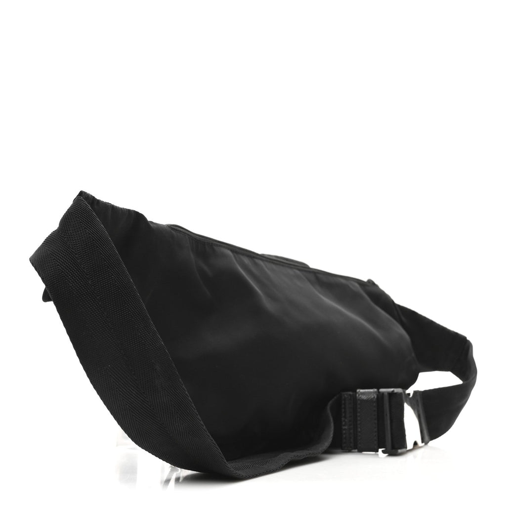 Nylon Metal Triple Pocket Belt Bag Black