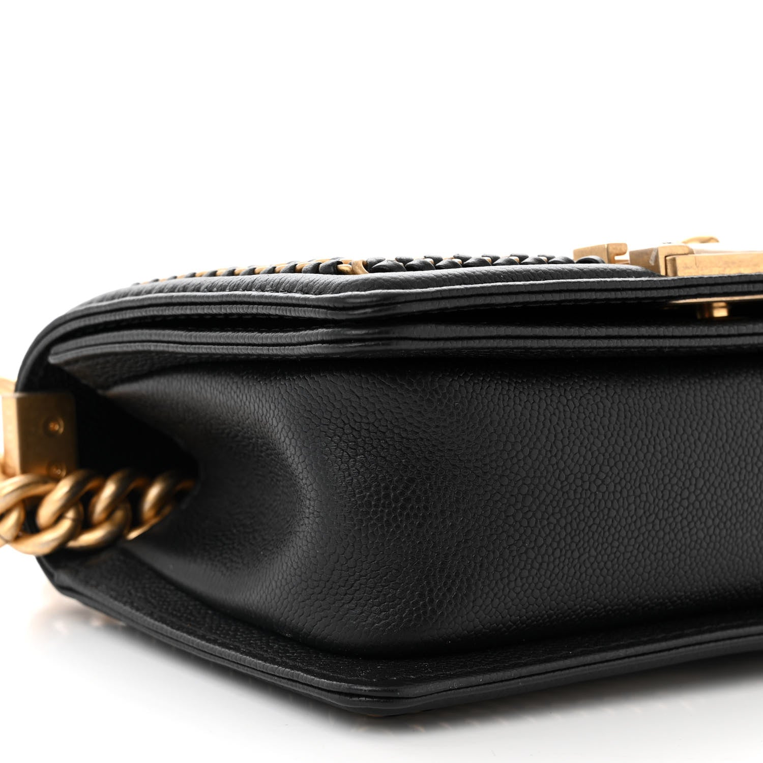 Caviar Quilted Small Chain Around Boy Flap Black