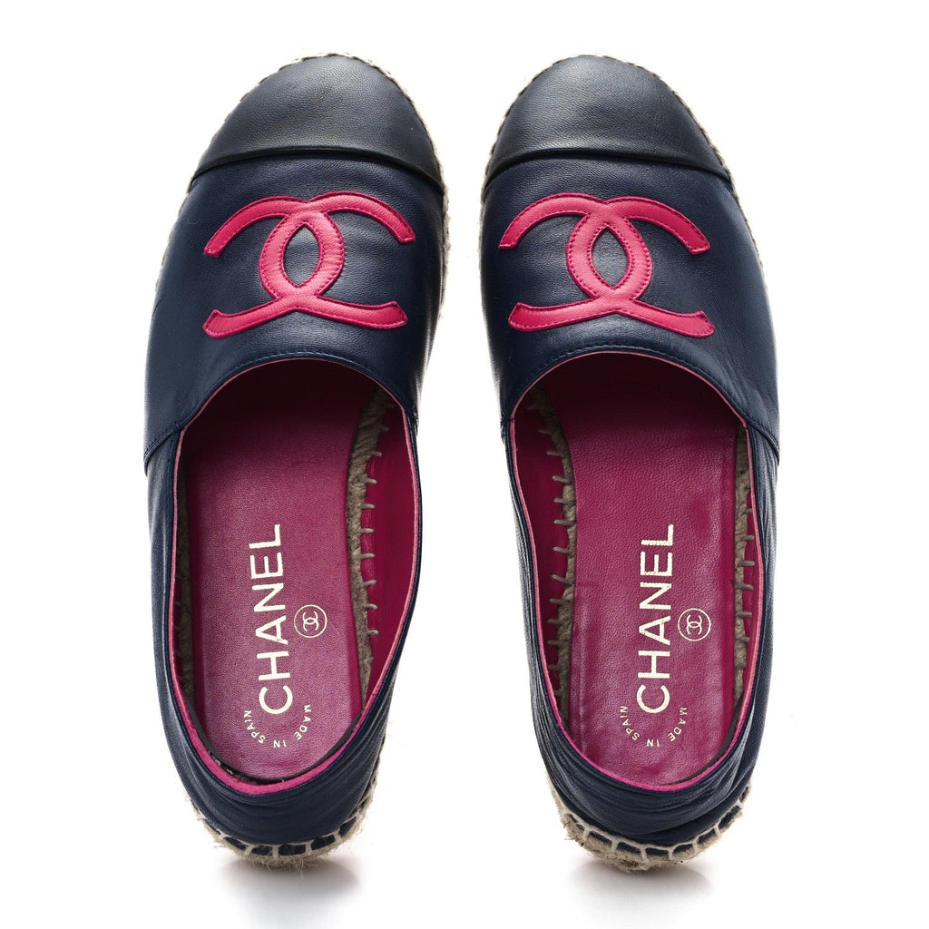 Lambskin CC Espadrilles 36 Navy Fuchsia Black