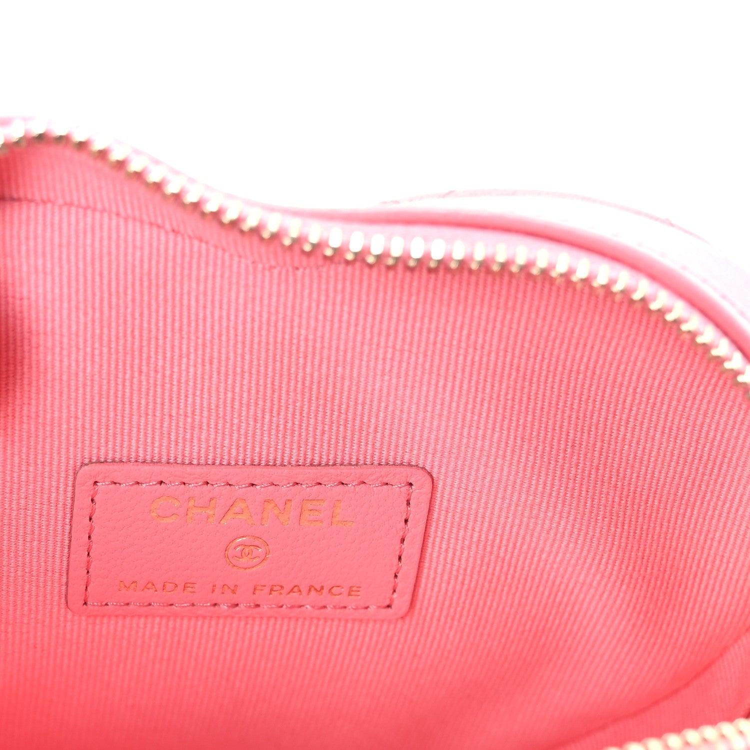 Lambskin Quilted CC In Love Heart Clutch With Chain Pink
