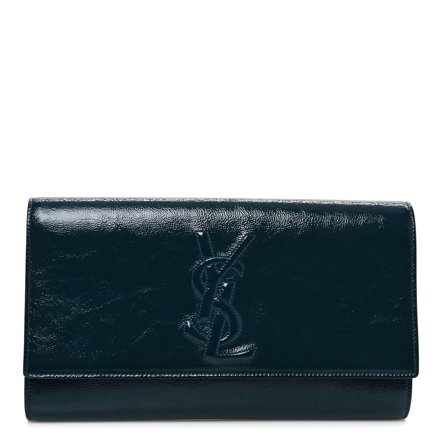 Textured Patent Monogram Large Belle De Jour Clutch Green
