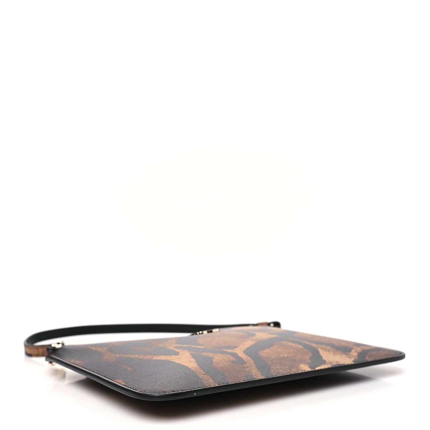 Calfskin Leopard Print Loubi54 Pouch Brown Gold