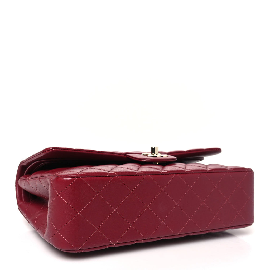 Lambskin Quilted Medium Double Flap Burgundy