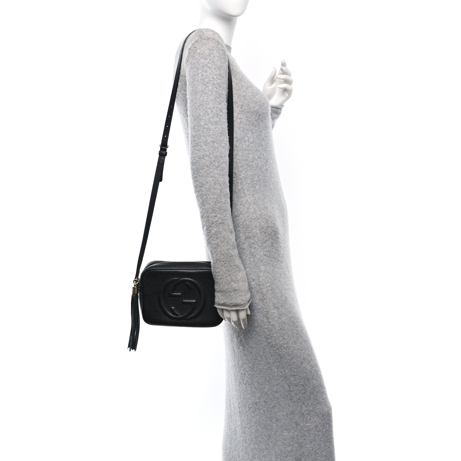 Pebbled Calfskin Small Soho Disco Bag Black