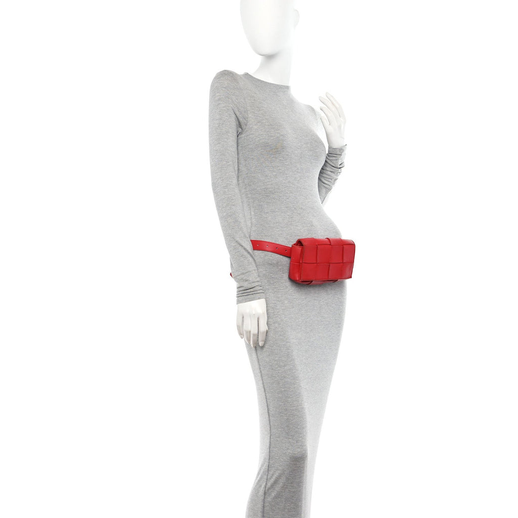 Nappa Maxi Intreccio The Belt Cassette Bag Bright Red