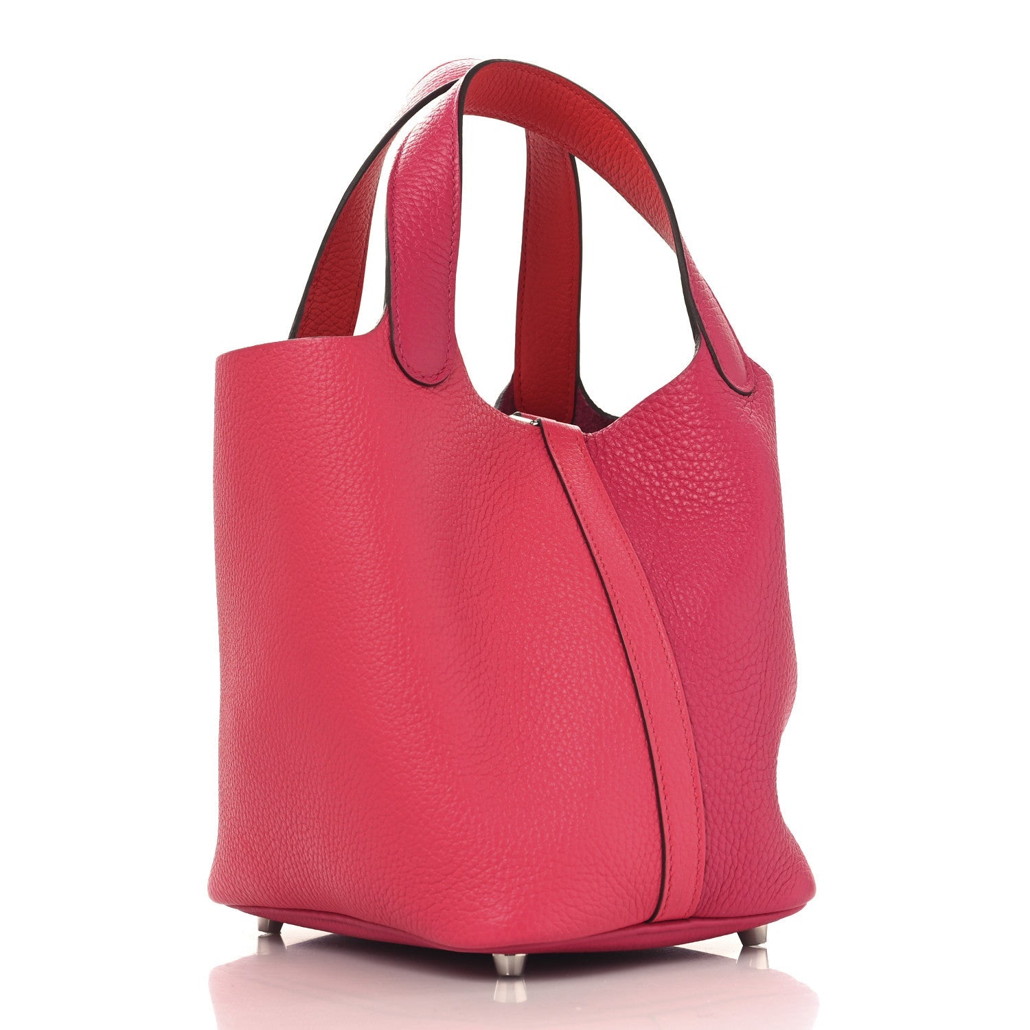 Taurillon Clemence Tri-Color Picotin Lock 18 PM Rose Extreme Rose Mexico Rouge De Coeur