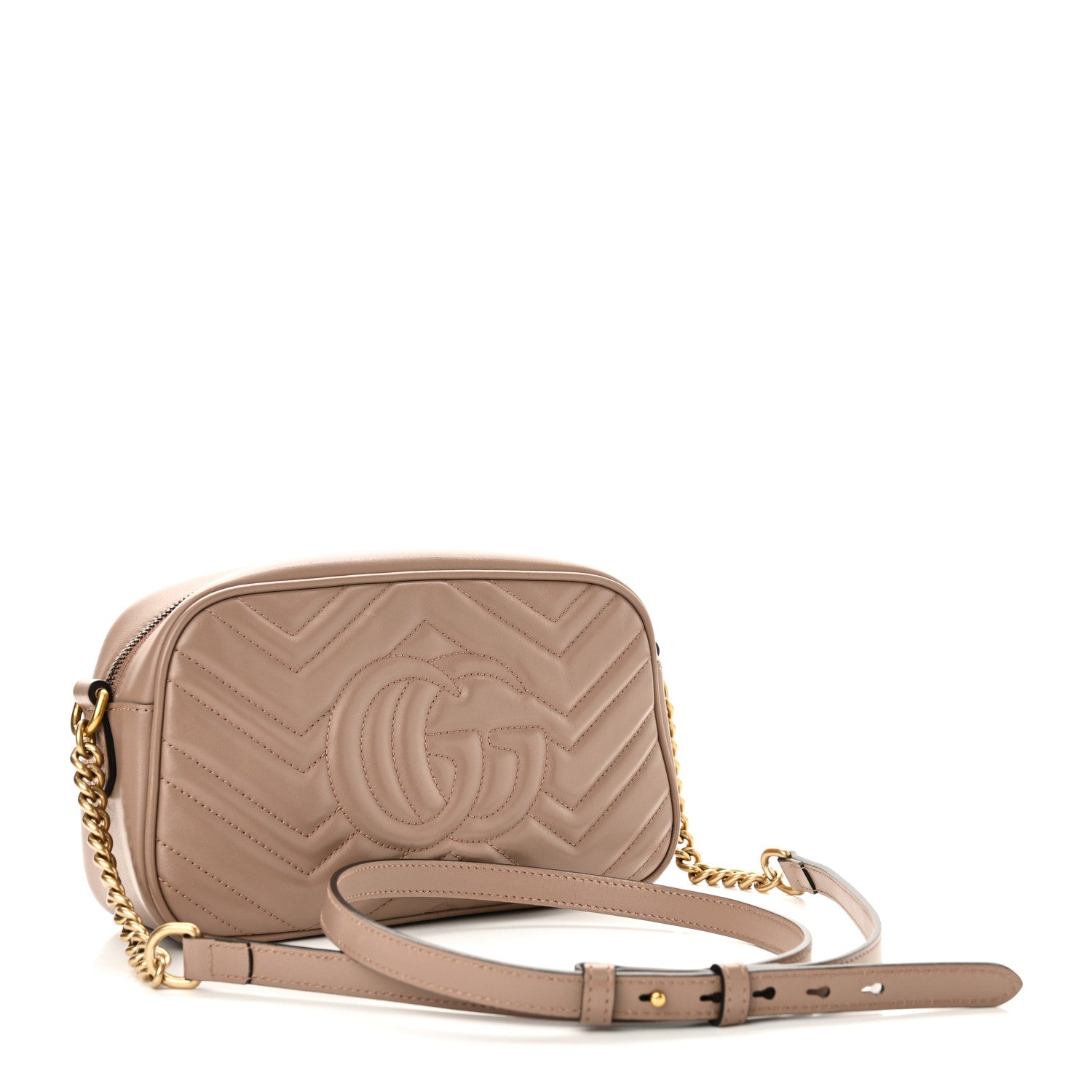 Calfskin Matelasse Small GG Marmont Chain Shoulder Bag Porcelain Rose