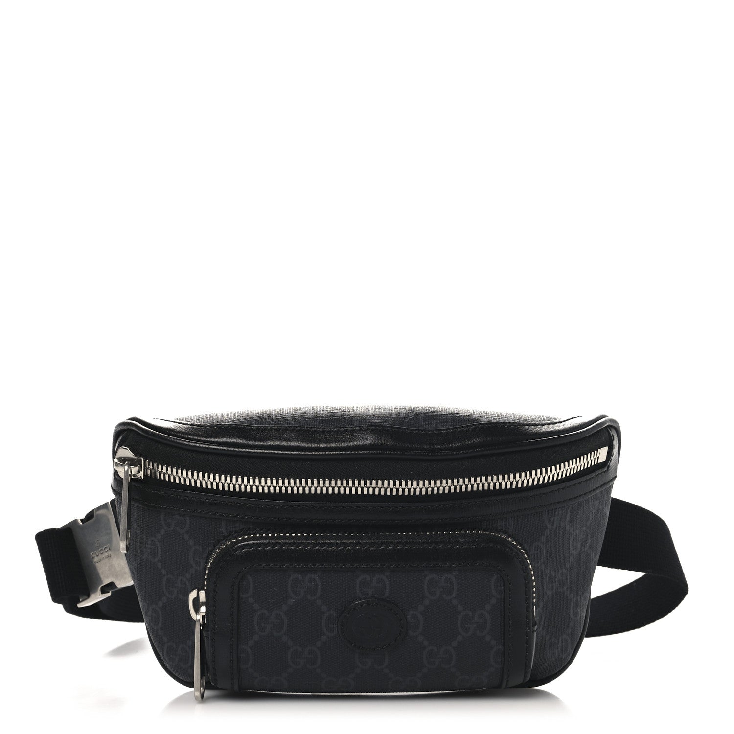 GG Supreme Monogram Textured Calfskin Retro Interlocking G Belt Bag Black