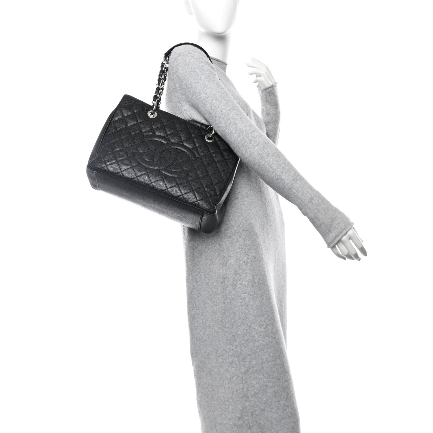 Caviar Quilted Grand Shopping Tote GST Black