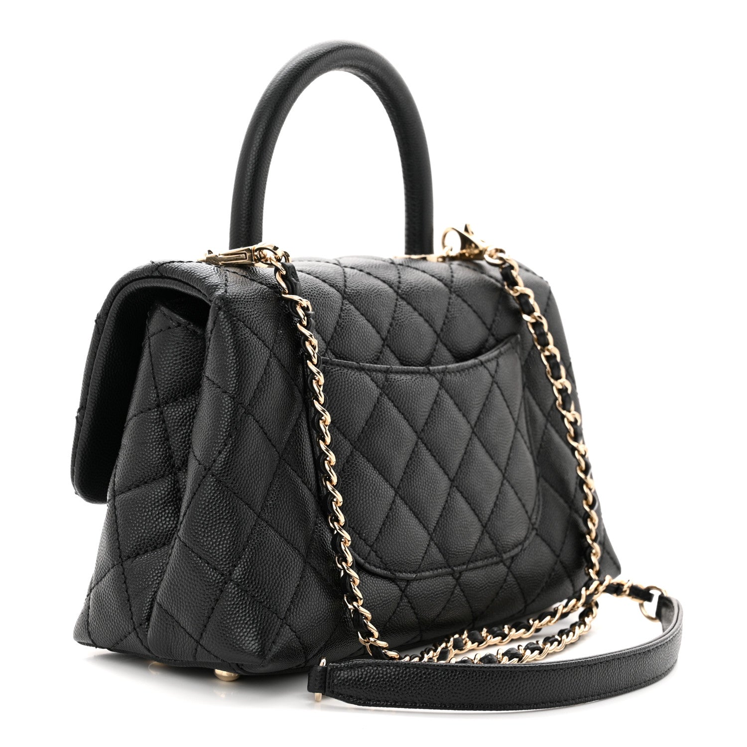 Caviar Quilted Mini Coco Handle Flap Black