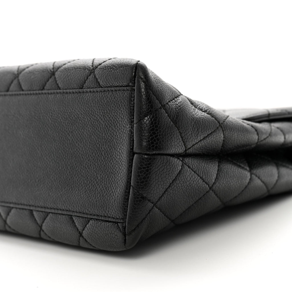Caviar Quilted Jumbo Kelly Flap Black