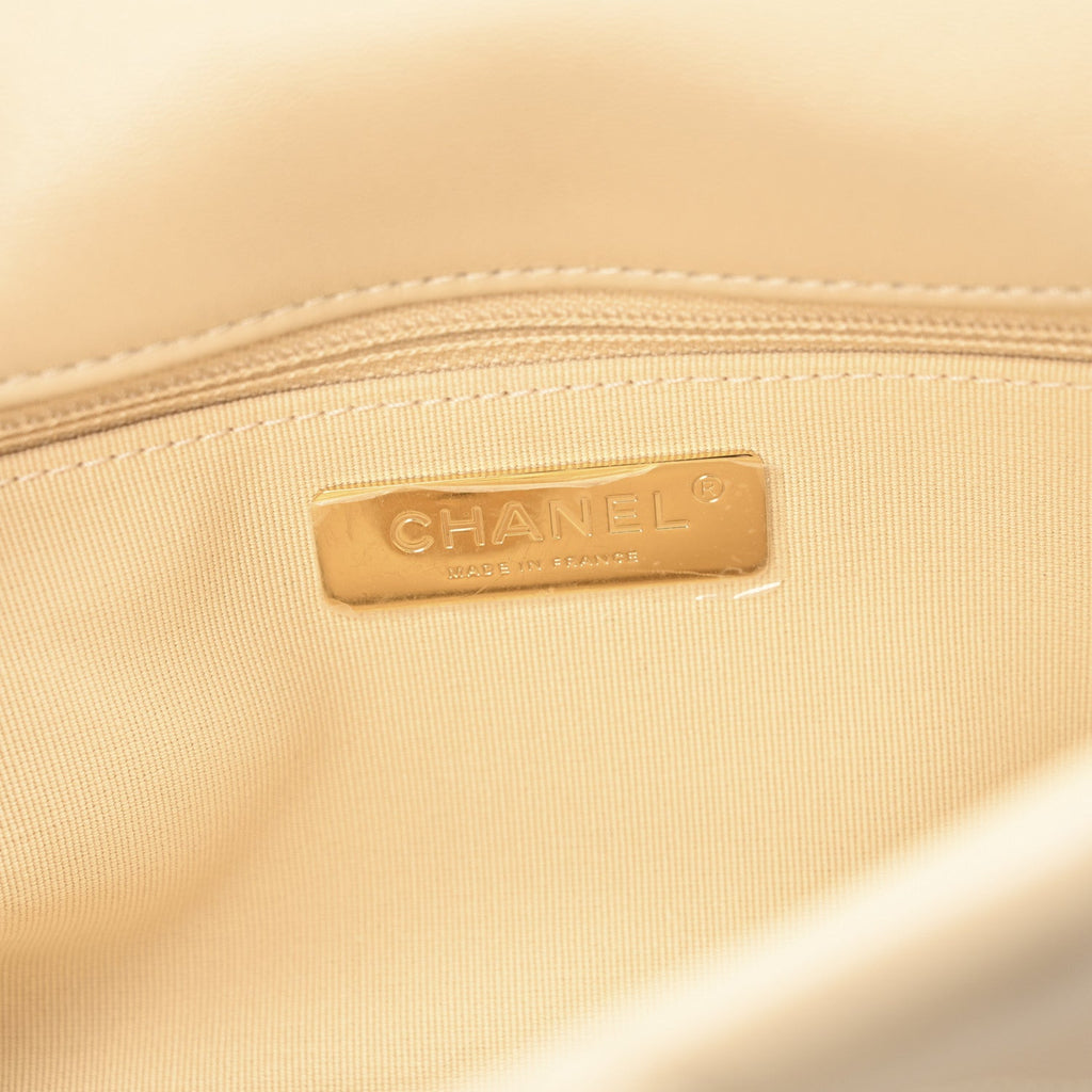 Lambskin Quilted Large Chanel 19 Flap Beige