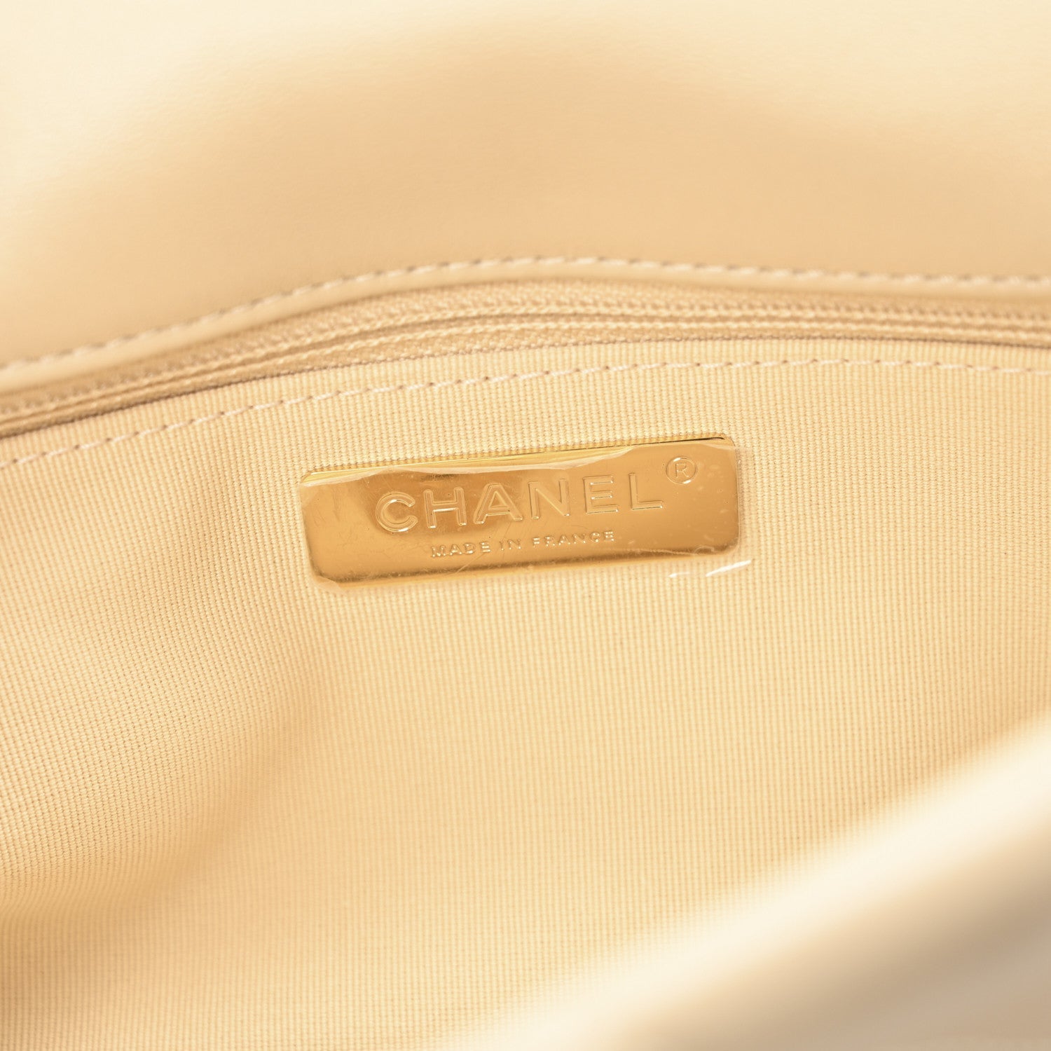 Lambskin Quilted Large Chanel 19 Flap Beige