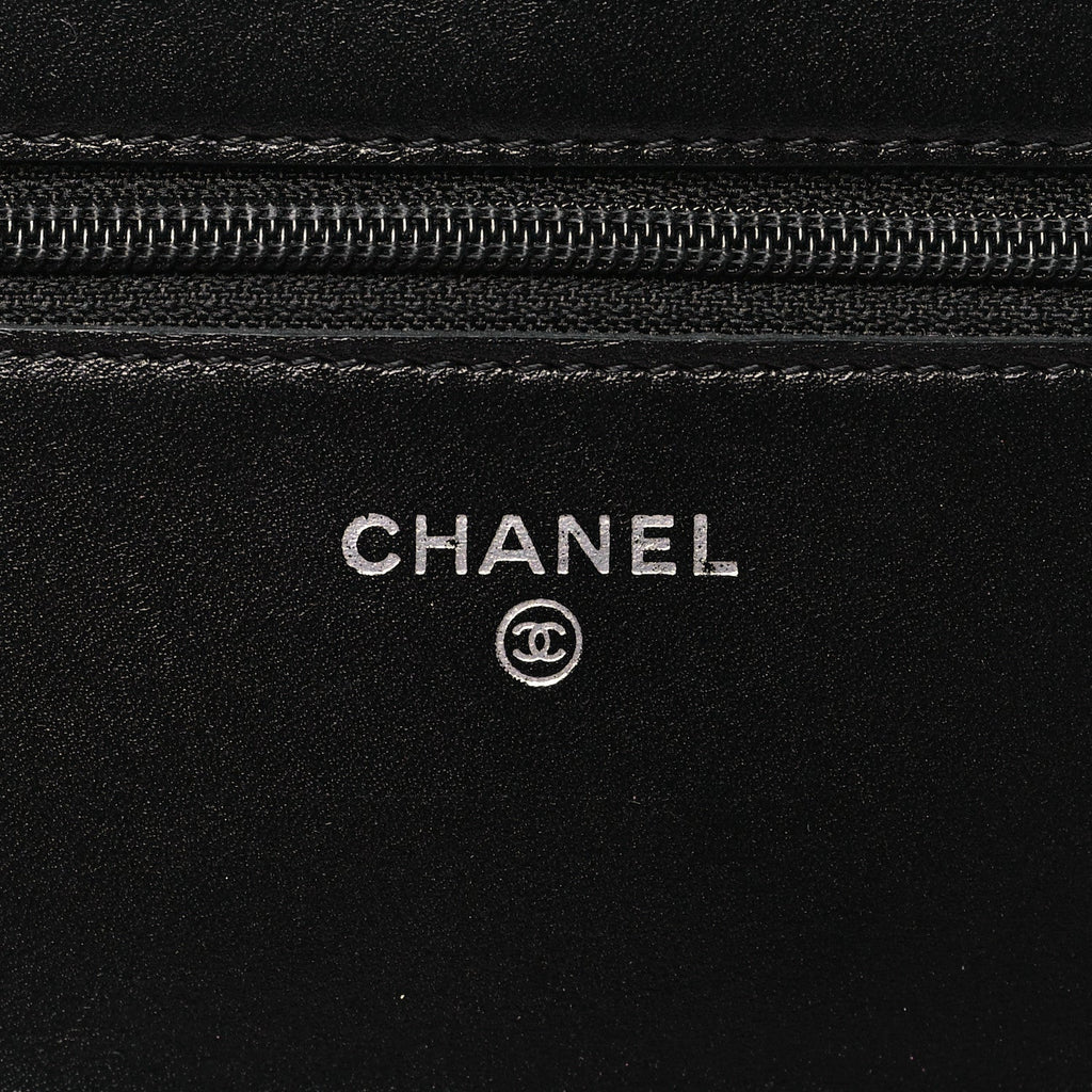 Calfskin Quilted Cambon Wallet on Chain WOC Black