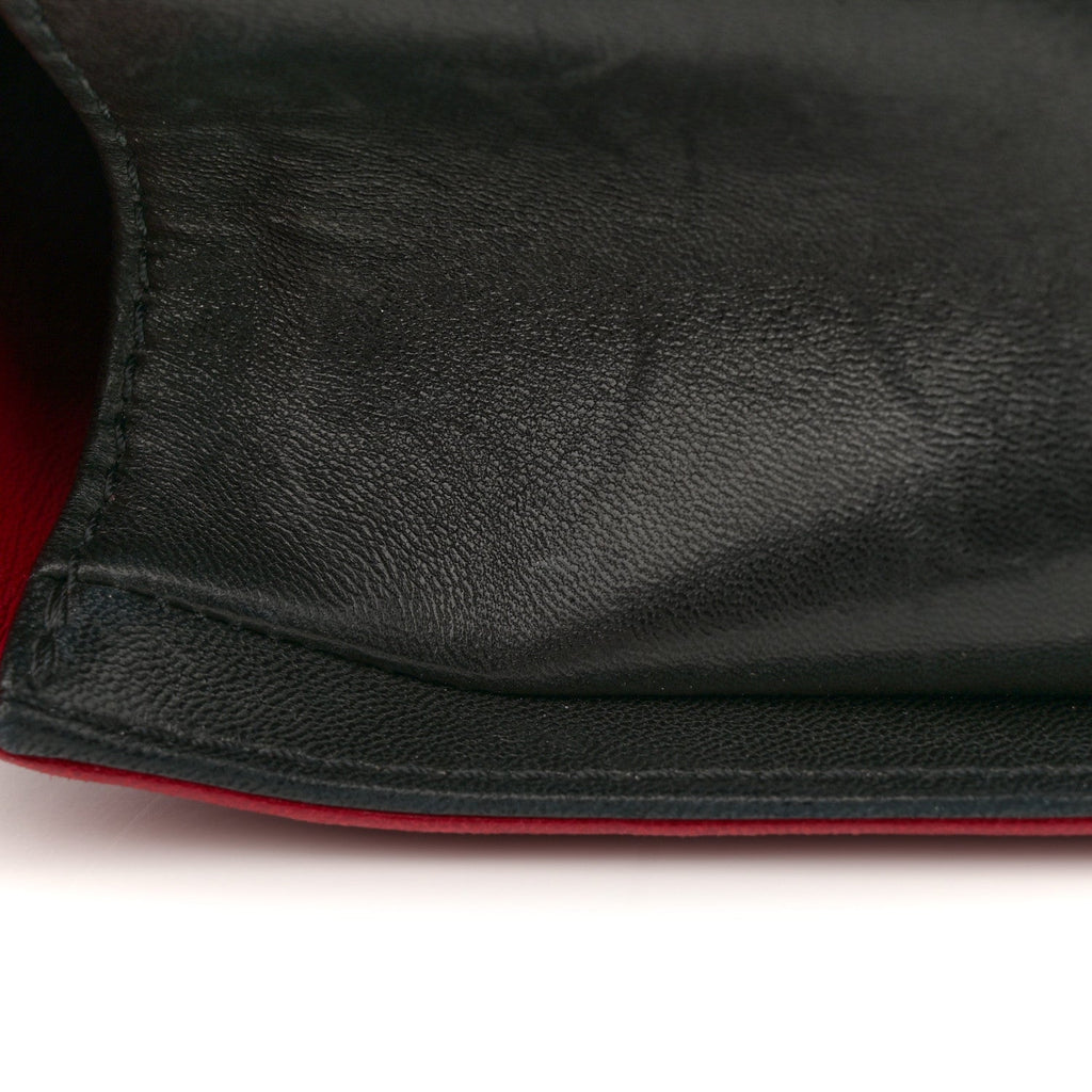 Lambskin Quilted Medium Boy Flap Black Red