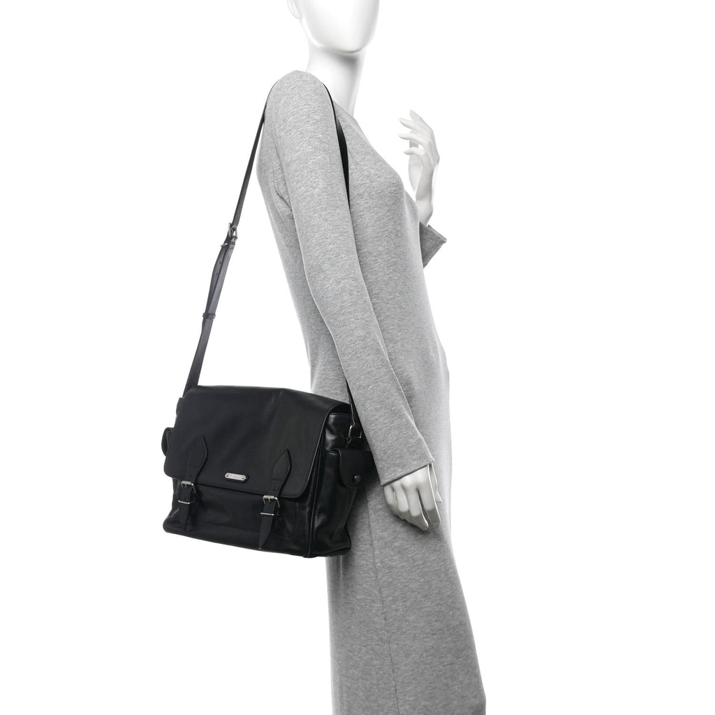 Calfskin ID Flap Messenger Bag Black