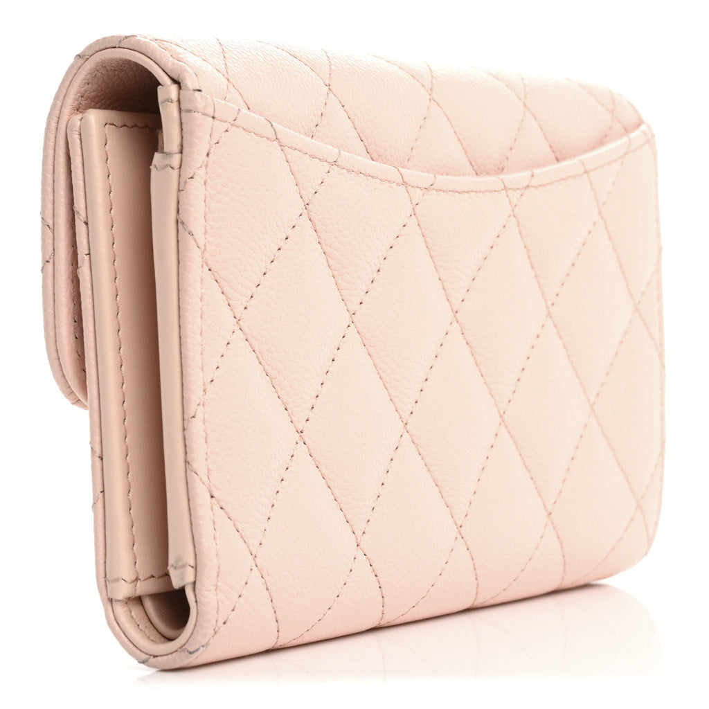 Caviar Quilted Medium Flap Wallet Light Pink