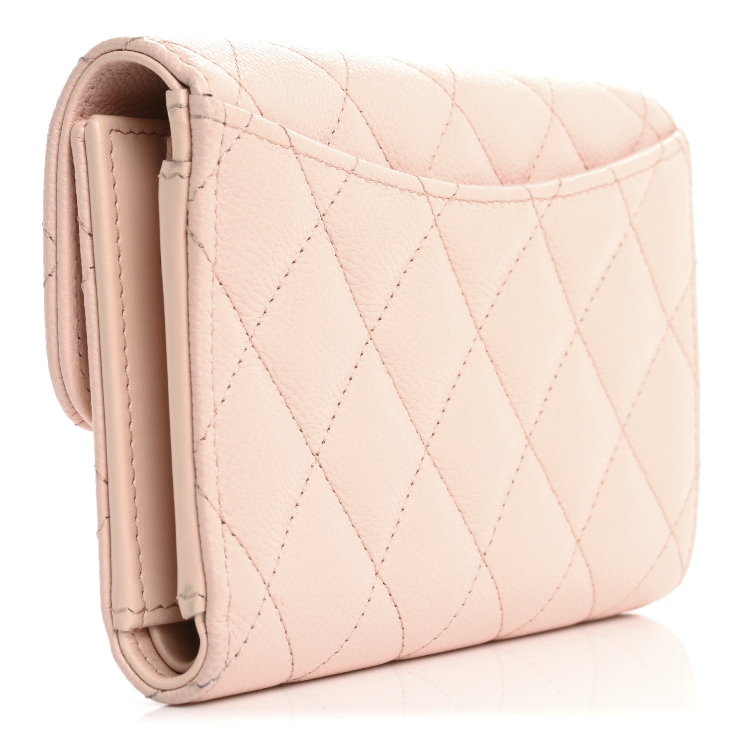 Caviar Quilted Medium Flap Wallet Light Pink