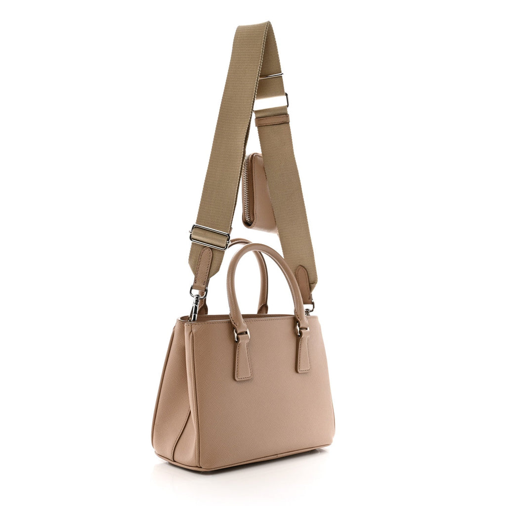 Saffiano Lux Micro Galleria Shoulder Bag Cammeo