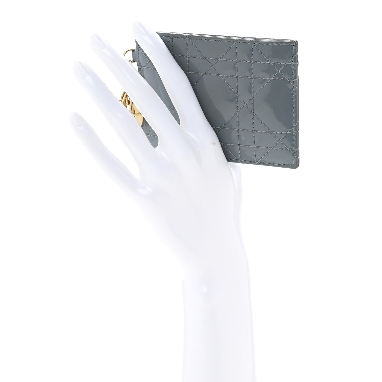 Patent Cannage Lady Dior  Holder Cloudy Blue