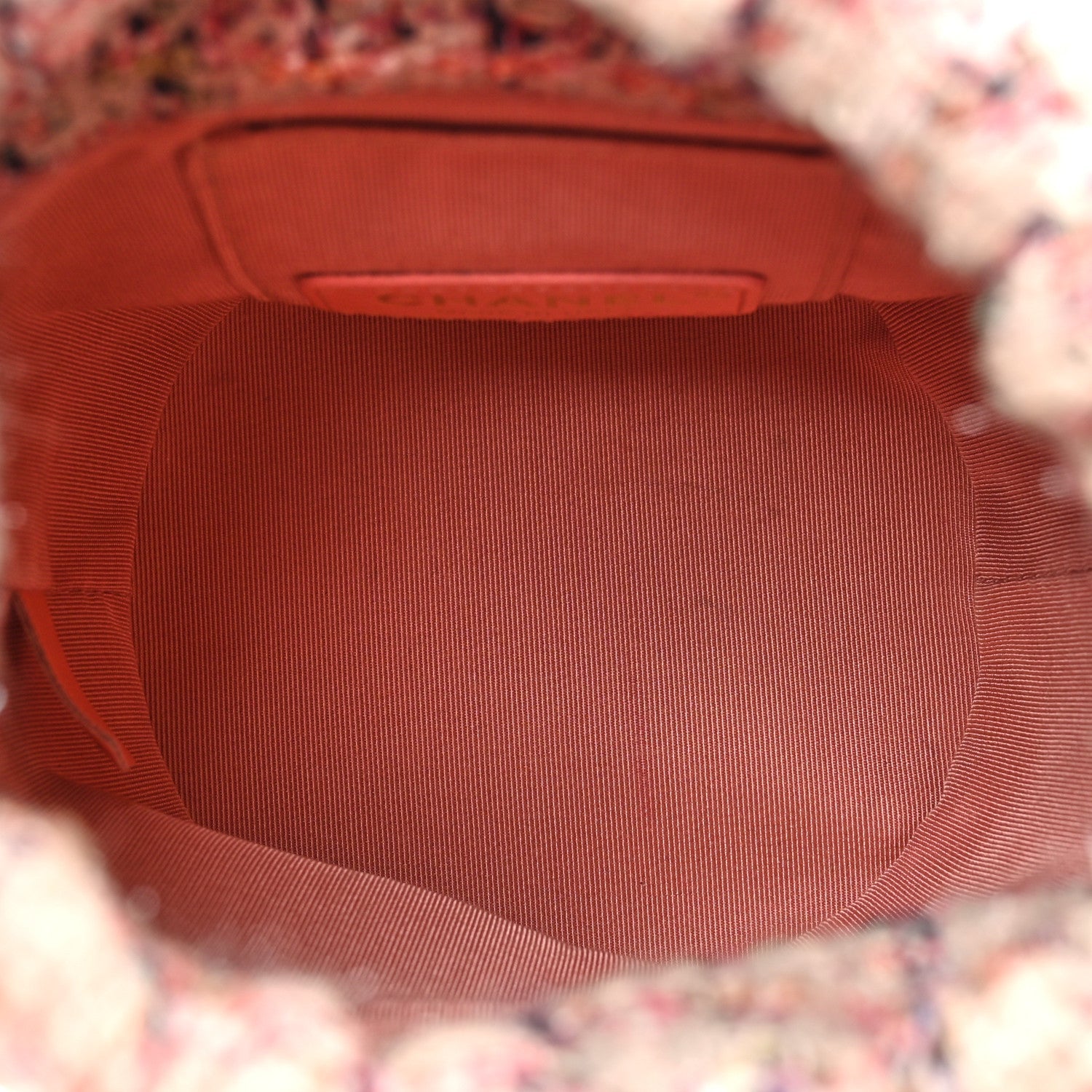 Calfskin Tweed Small CC Chain Bucket Drawstring Bag Light Pink