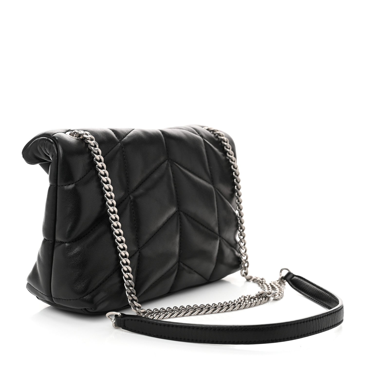 Lambskin Quilted Toy Loulou Puffer Monogram Chain Satchel Black