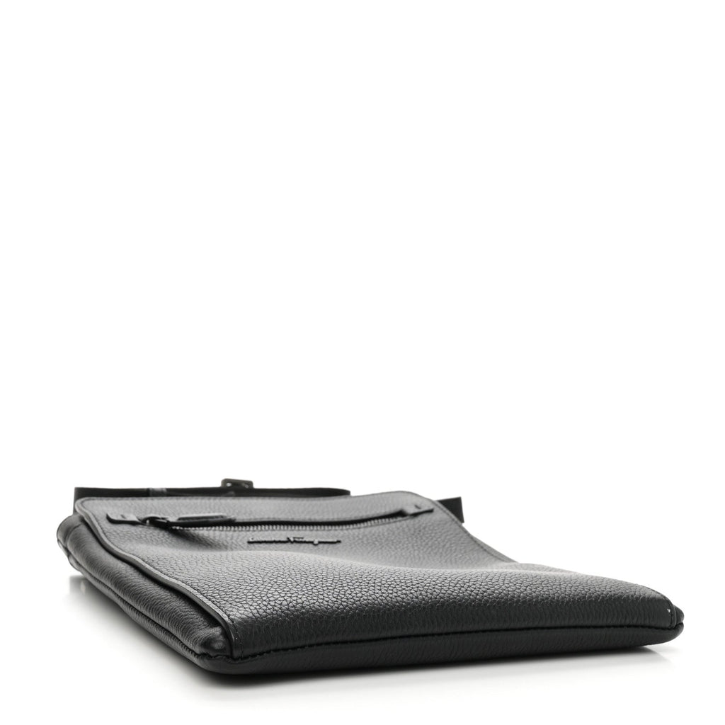 Grained Calfskin Messenger Black