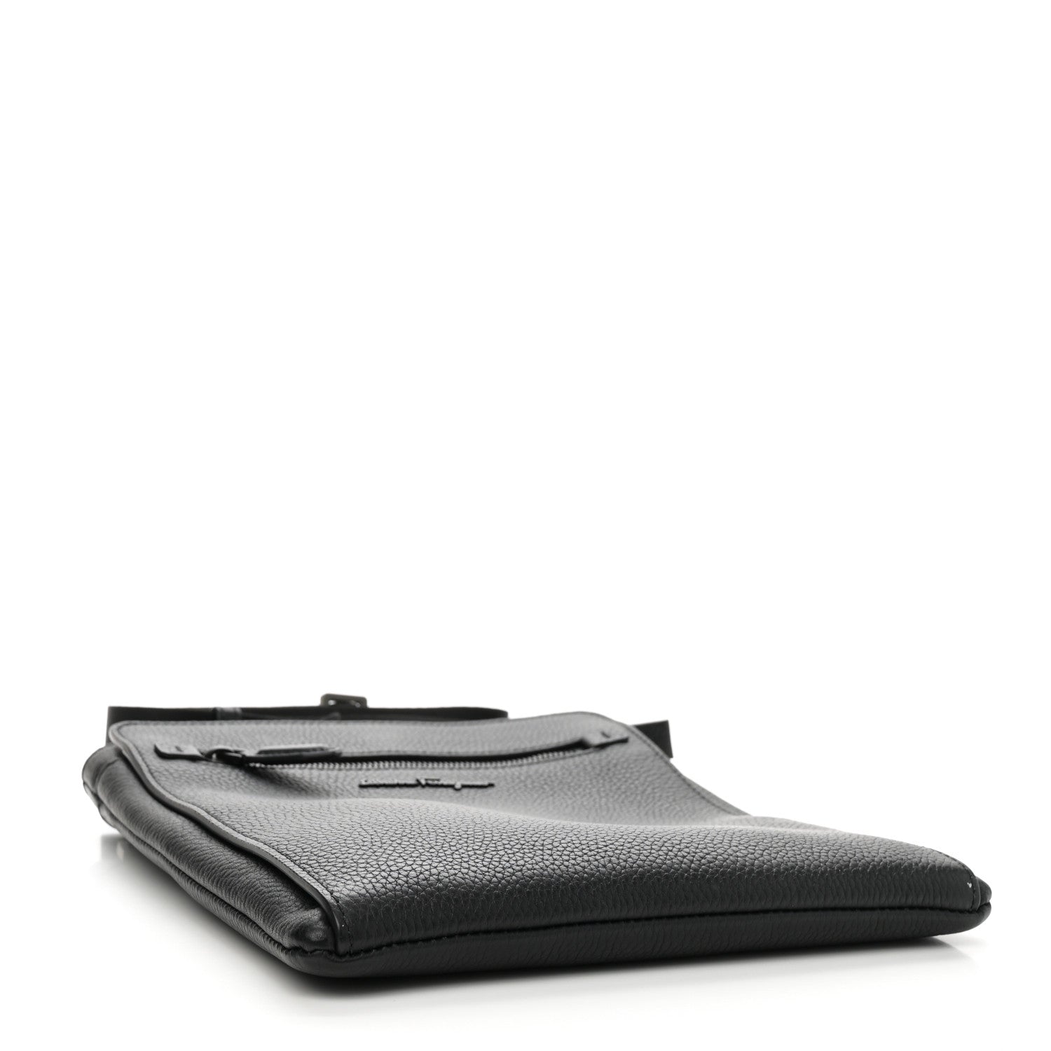 Grained Calfskin Messenger Black