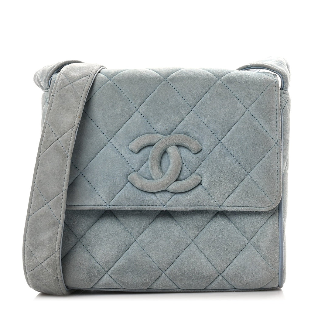 Suede Small Messenger Flap Light Blue