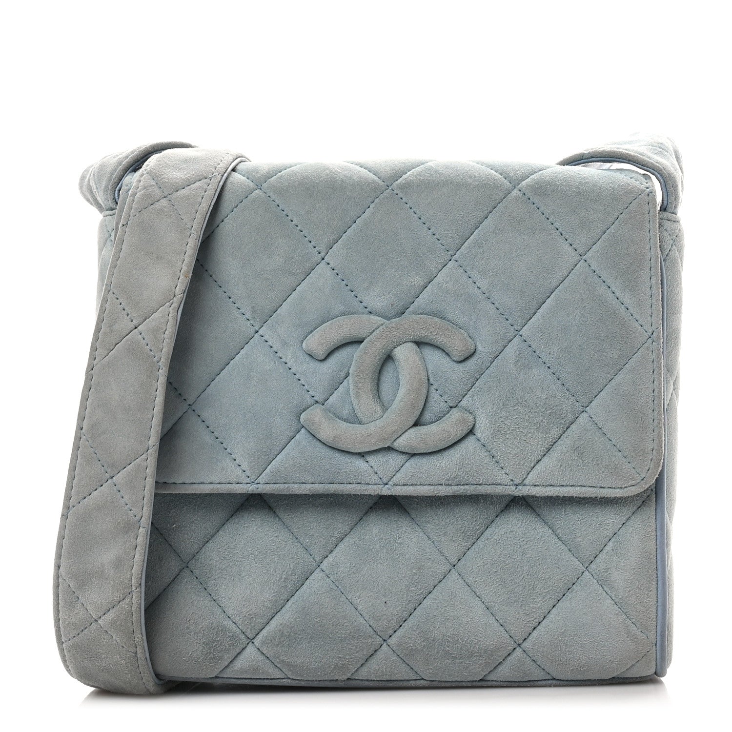Suede Small Messenger Flap Light Blue