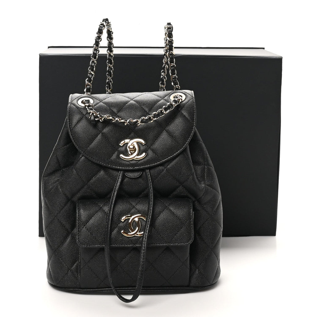Caviar Quilted Backpack Bag Black