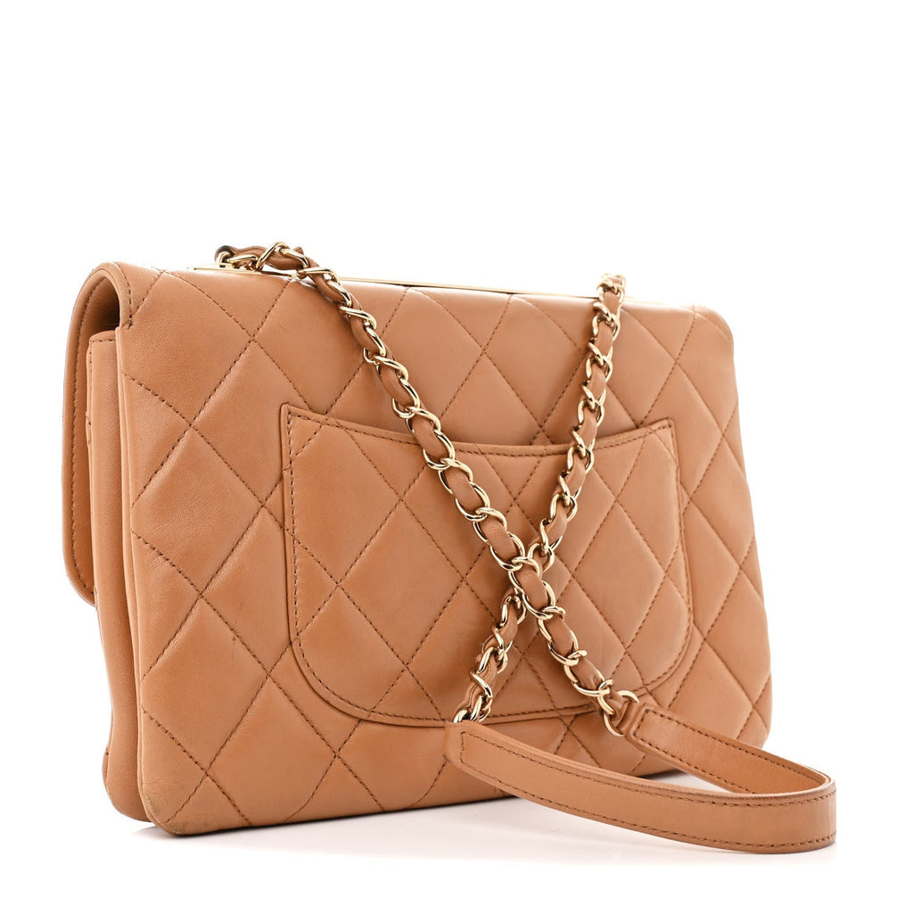 Lambskin Quilted Medium Trendy CC Flap Beige
