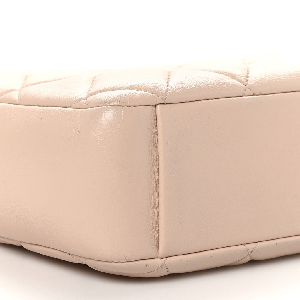 Lambskin Quilted Small Diamond CC Camera Case Beige
